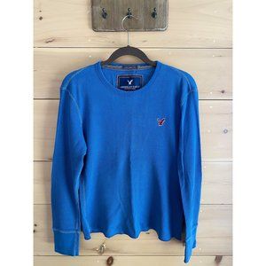 American Eagle Vintage Fit Waffle Long Sleeve Blue